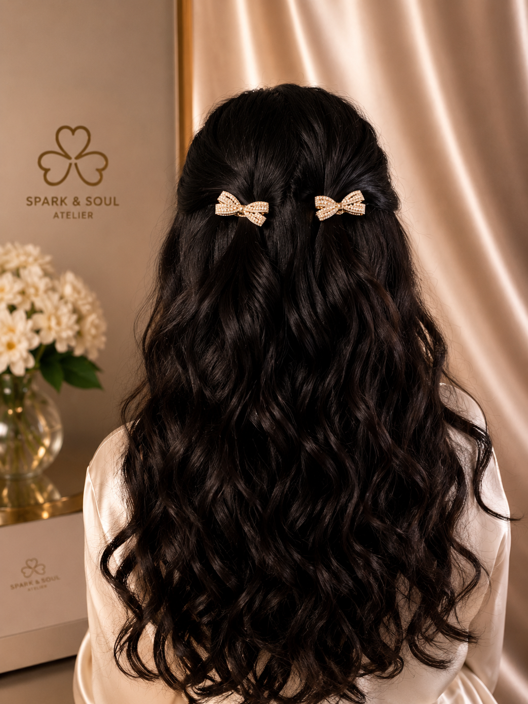 Classic Pearl Bow Hair Clips