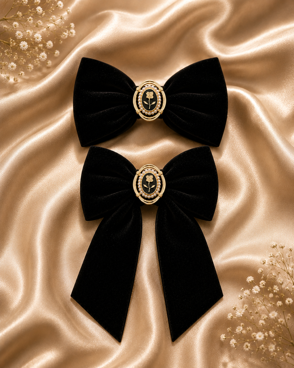 Velvet Bow Hair Clip Set