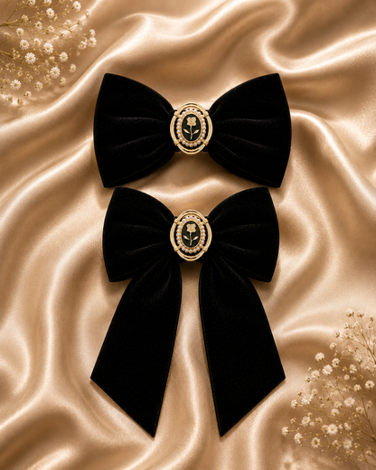 Velvet Bow Hair Clip Set