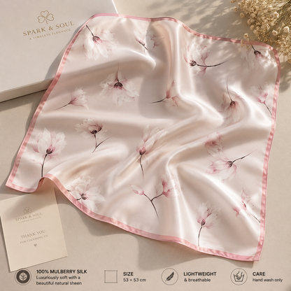 Blush Bloom Mulberry Silk Scarf