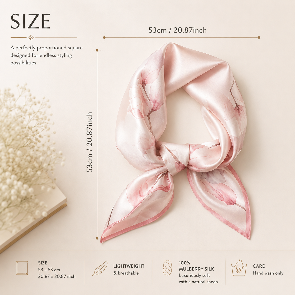 Blush Bloom Mulberry Silk Scarf