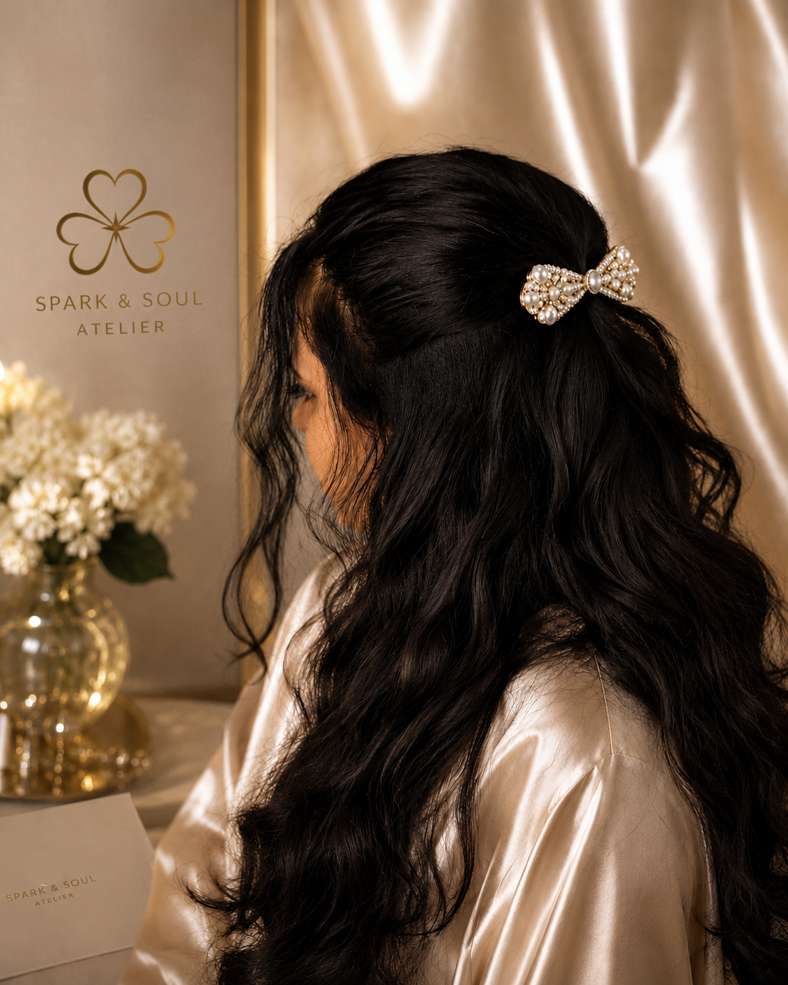 Pearl Bow Hair Clip